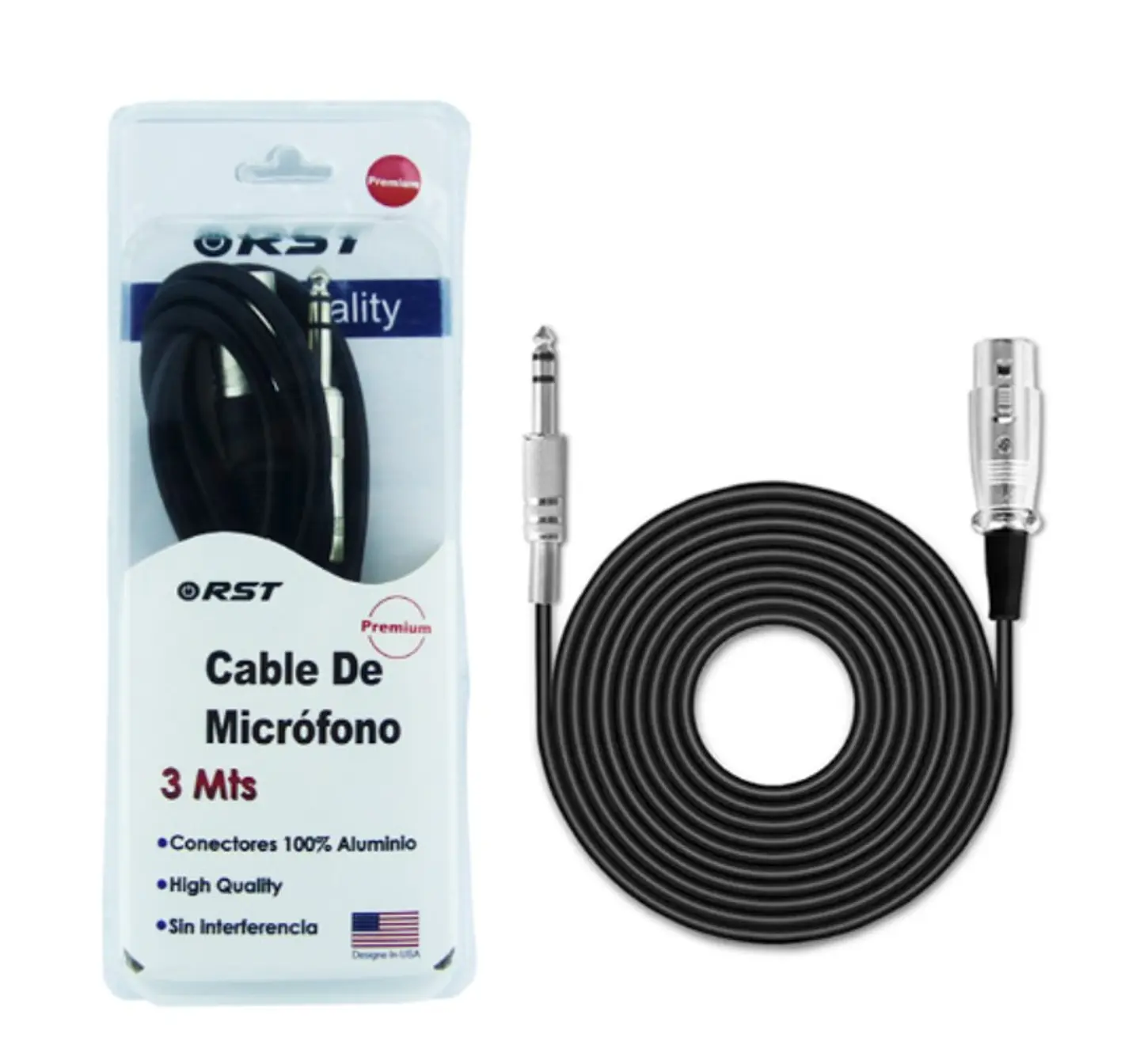 Cable Canon para Microfono XLR a Plug 6.3mm 3Mts RST 3