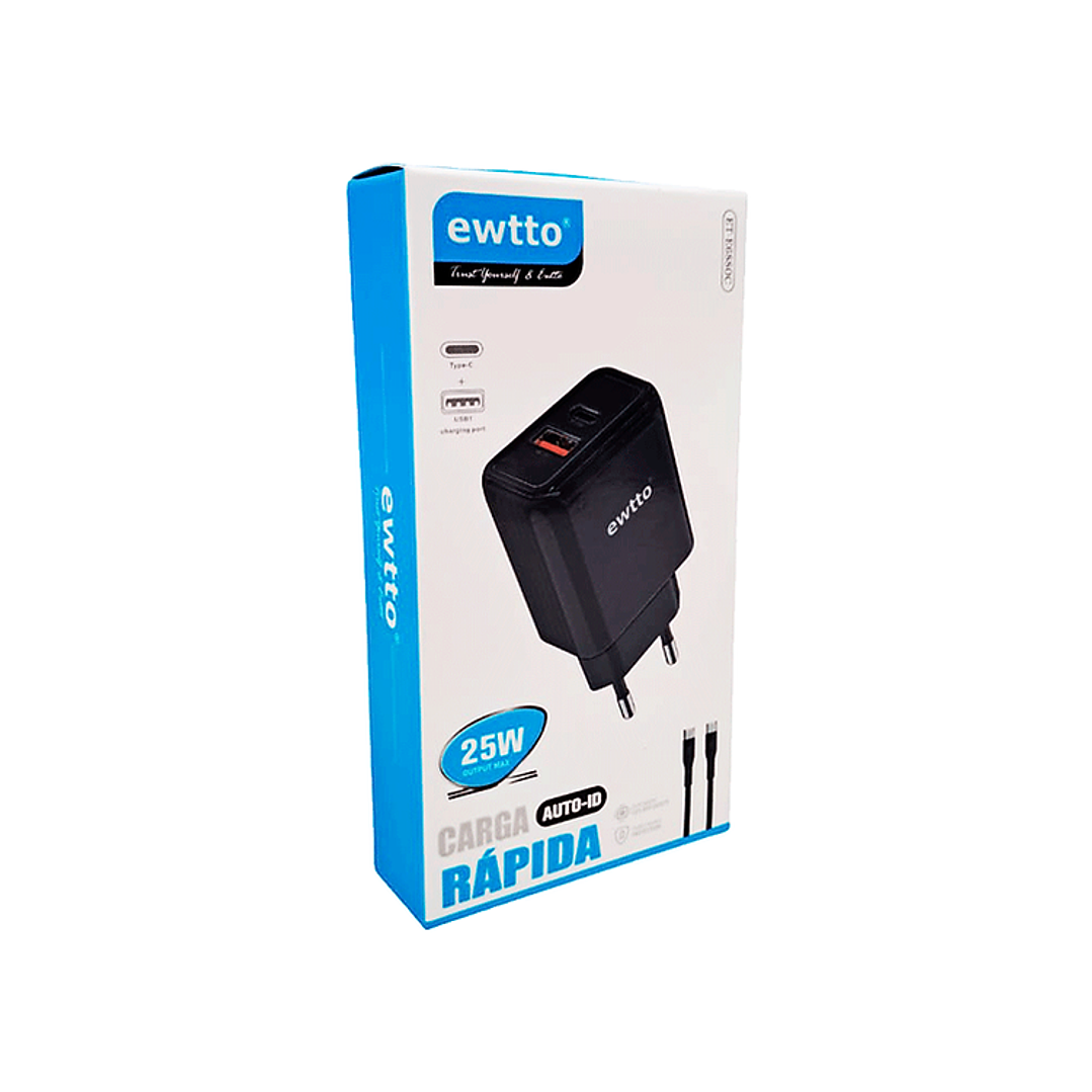 Cargador Tipo C Carga Rápida 25W Auto ID Ewtto ETE6880C 2