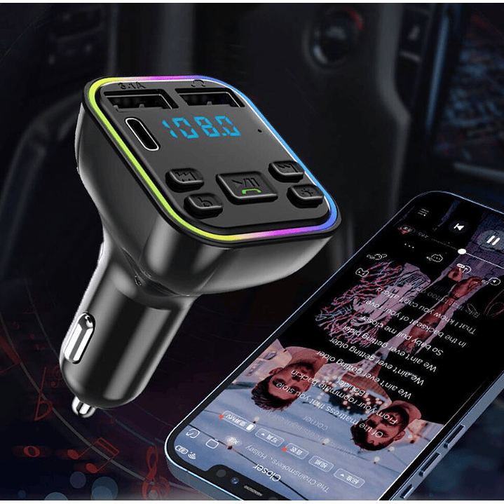 Transmisor FM con Bluetooth y Carga Rápida 12 y 24V Treqa MP31 4