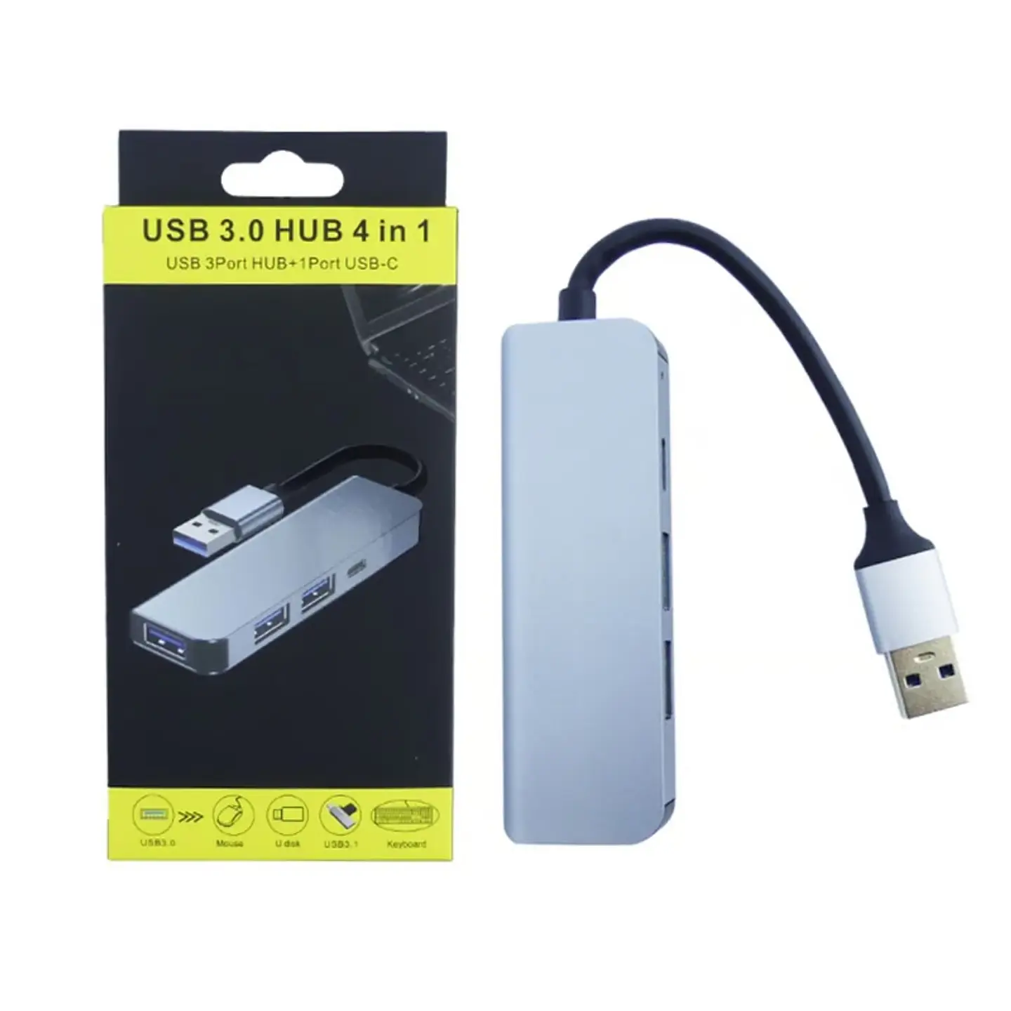 HUB 4 USB 3 Puertos 3.0 + PD Tipo C 3
