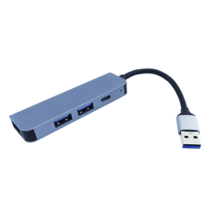 HUB 4 USB 3 Puertos 3.0 + PD Tipo C