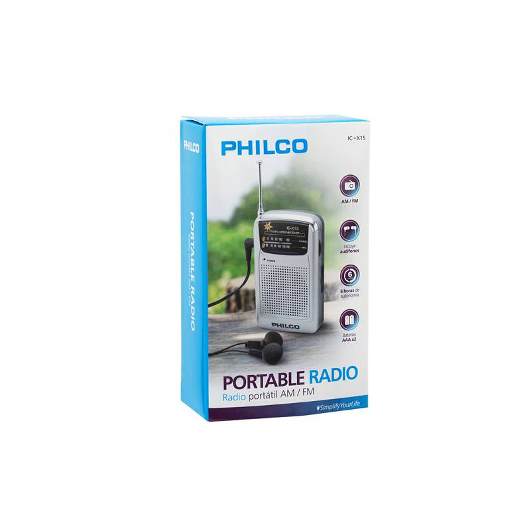 Radio AM-FM Portátil de Bolsillo a Pilas Philco ICX15 3