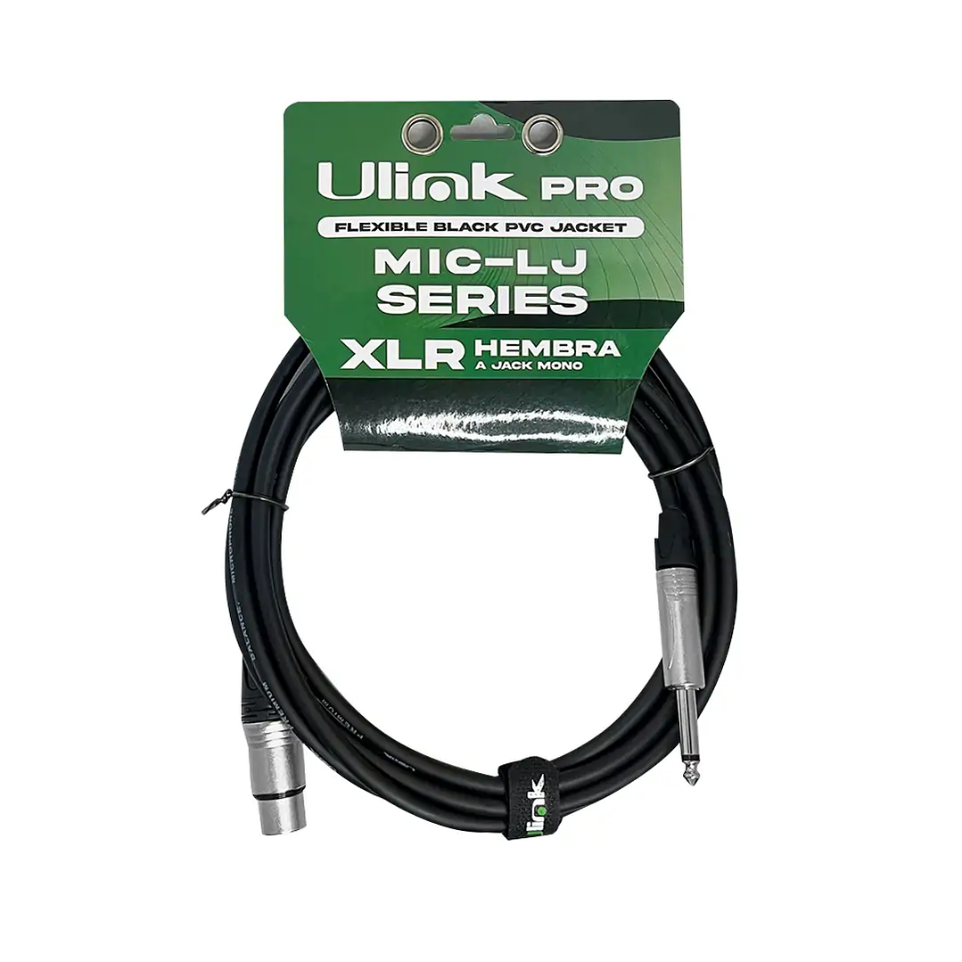 Cable de Audio XLR Hembra a Plug Mono de 6.3mm 3Mtrs 3