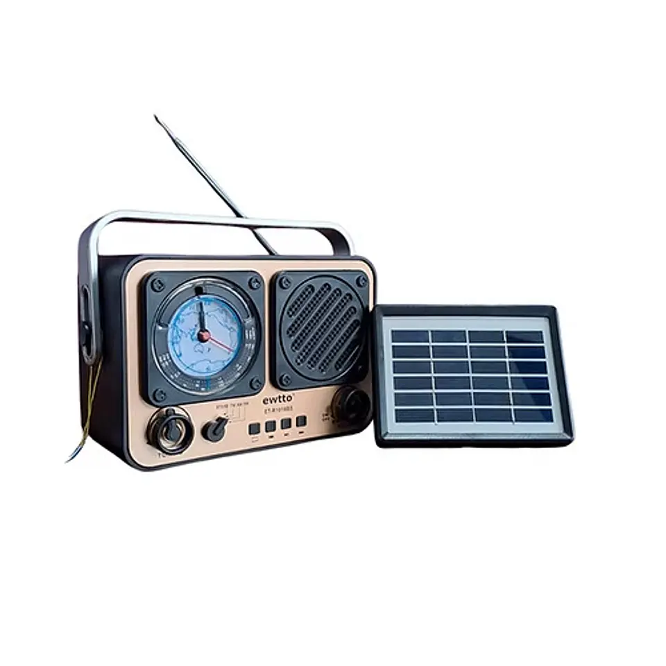 Radio Recargable BT con Panel Solar y Corriente 220V  2