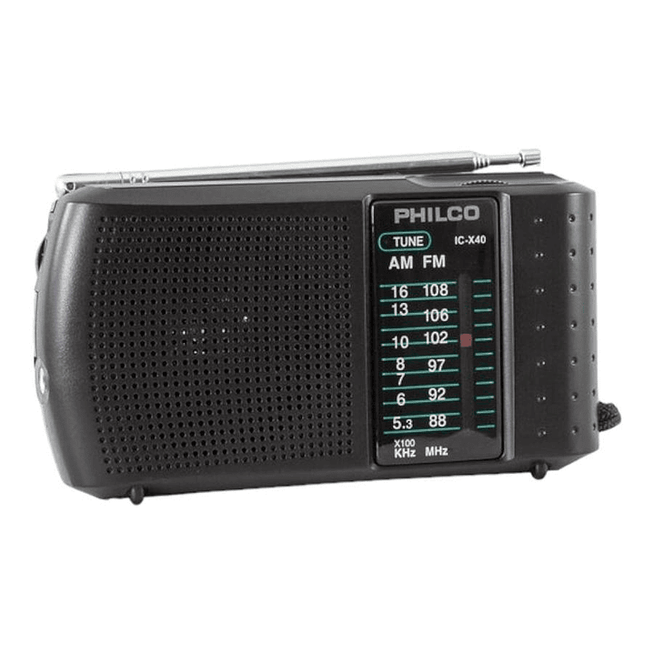 Radio Am/FM Portátil a Pilas con Audífonos Philco ICX40 1