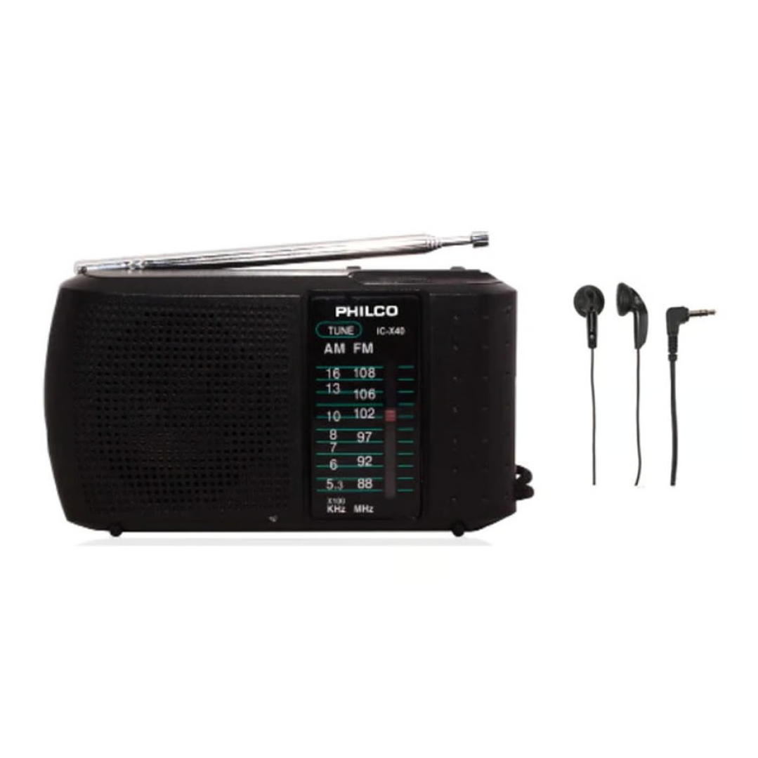 Radio Am/FM Portátil a Pilas con Audífonos Philco ICX40 2