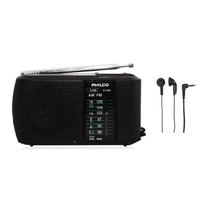 Radio Am/FM Portátil a Pilas con Audífonos Philco ICX40 2