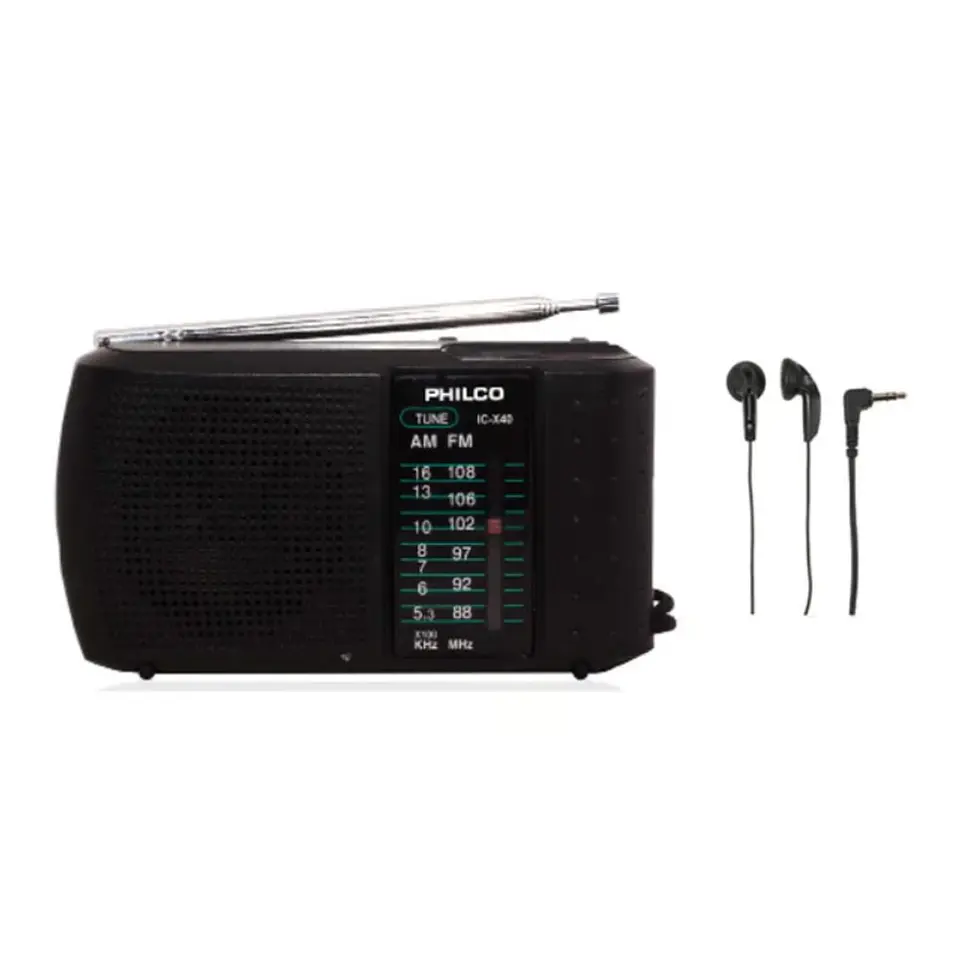 Radio Am/FM Portátil a Pilas con Audífonos Philco ICX40 2