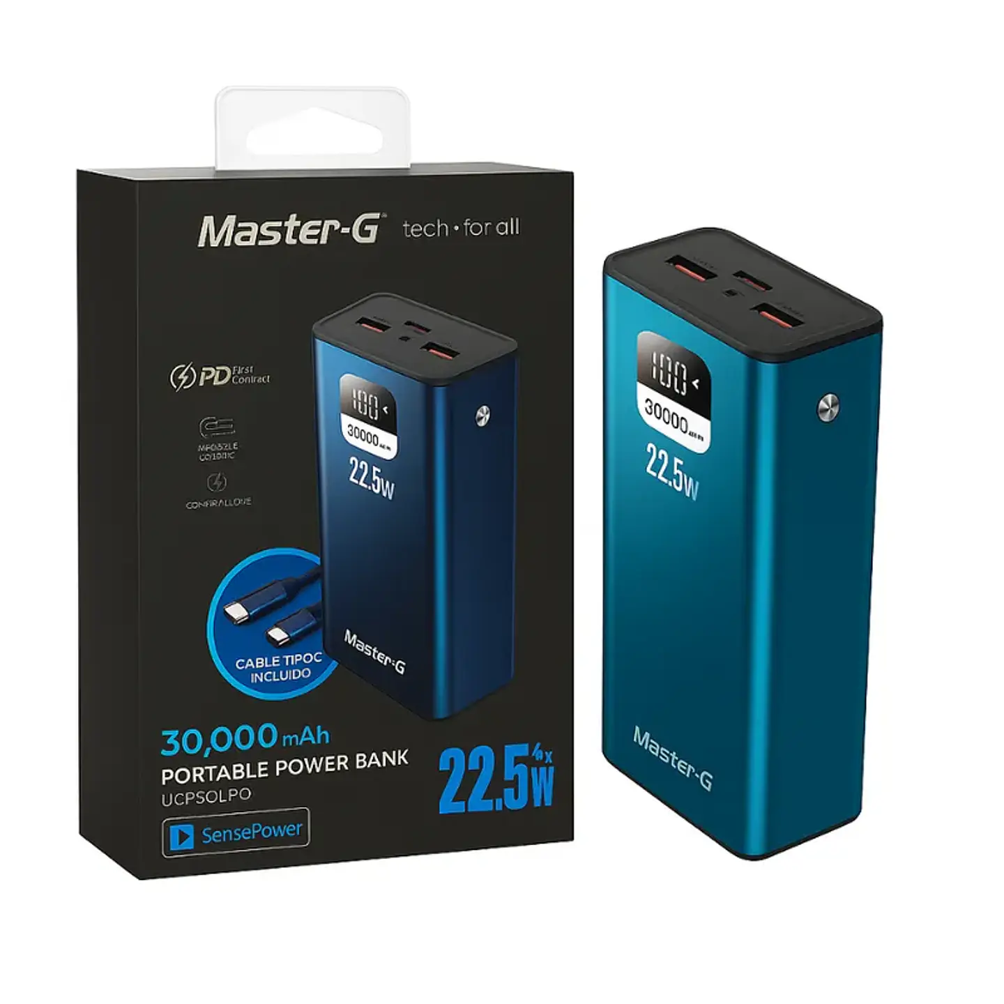 PowerBank 30.000 mAh Carga Rápida PD 22.5W Master G 5