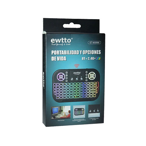 Mini Teclado Inalámbrico Para TV Retro Iluminado con Touchpad