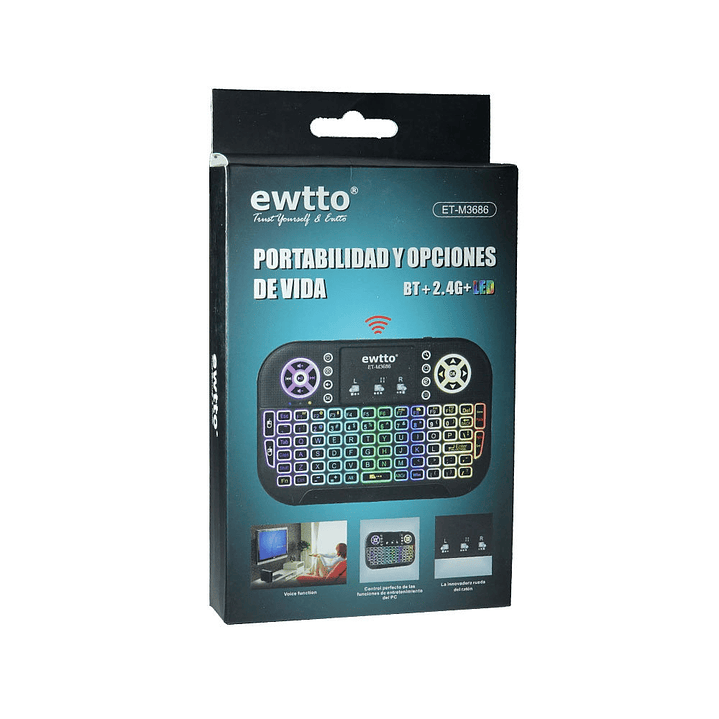 Mini Teclado Inalámbrico Para TV Retro Iluminado con Touchpad 2