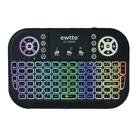 Mini Teclado Inalámbrico Para TV Retro Iluminado con Touchpad