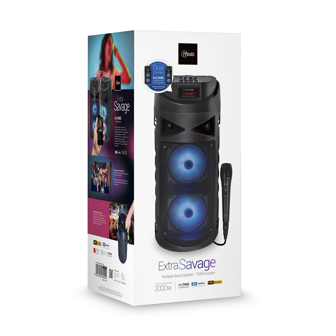 Parlante BT Portátil con Micrófono Extra Savage Mlab 4