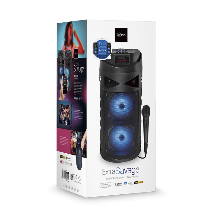 Parlante BT Portátil con Micrófono Extra Savage Mlab 4