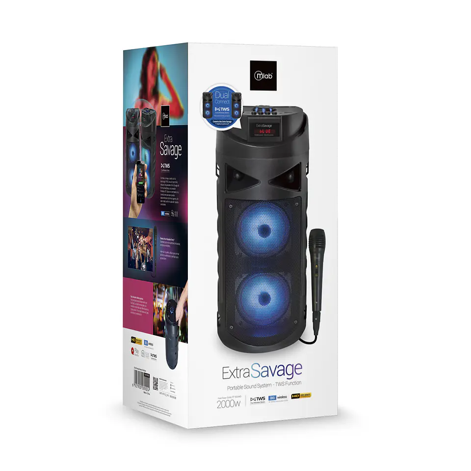 Parlante BT Portátil con Micrófono Extra Savage Mlab 4