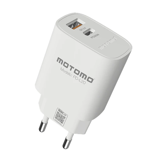 Adaptador de Carga Rápida Dual Tipo C + USB PD20W Certificado Motomo