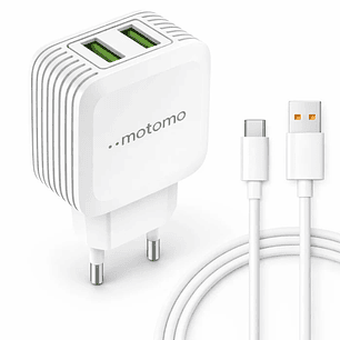 Cargador Tipo C Básico 12W Doble Puerto USB Certificado MO-006