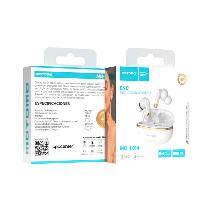 Audífonos In-Ear TWS Motomo con Reducción de Ruido ENC 4