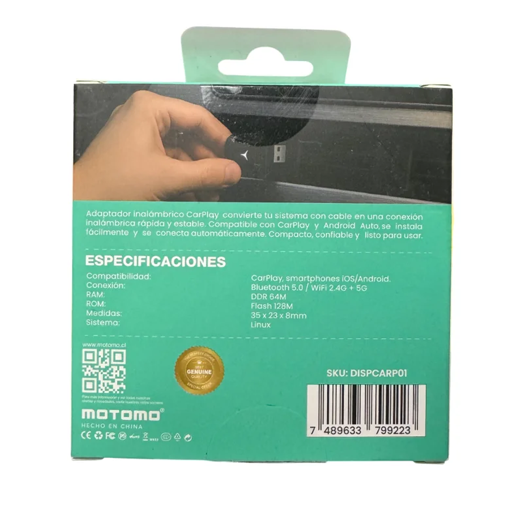 Adaptador CarPlay Inalámbrico Android e IOS Motomo 3