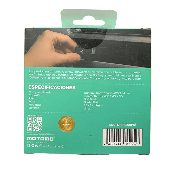 Adaptador CarPlay Inalámbrico Android e IOS Motomo 3