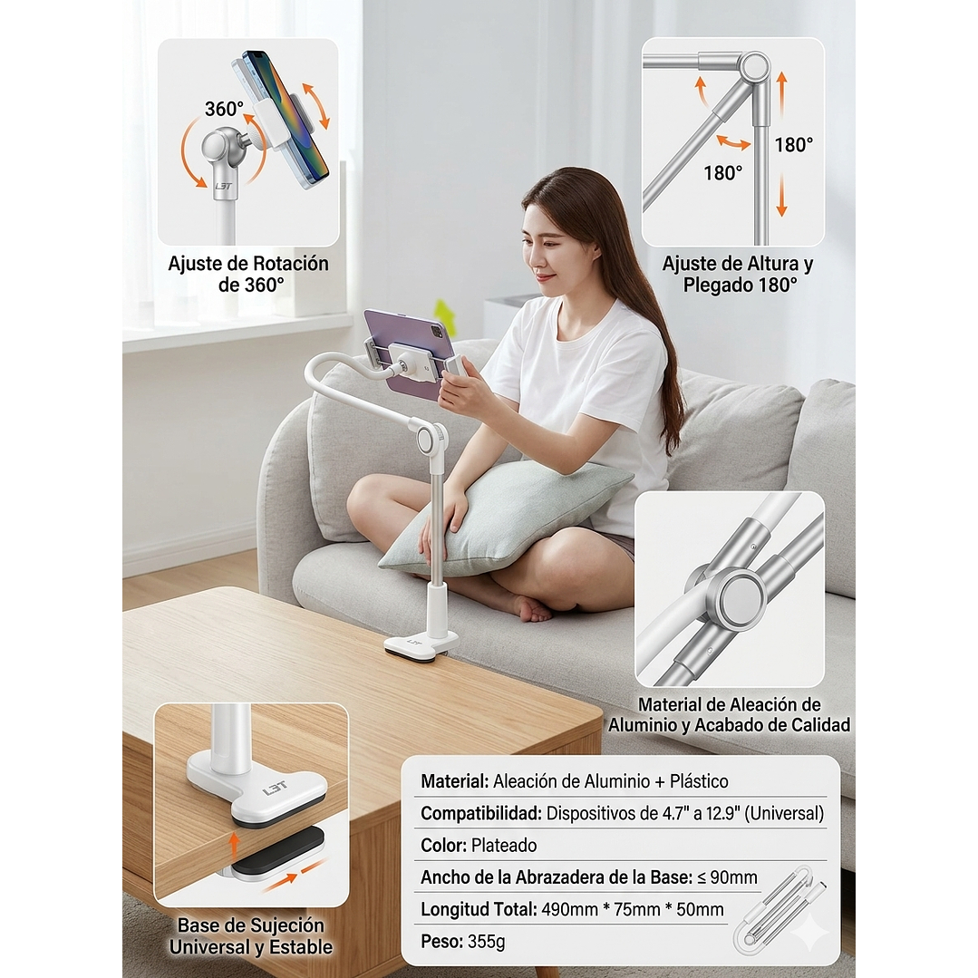 Soporte para Tablet Tipo Brazo con Ajuste de Altura L3T 6