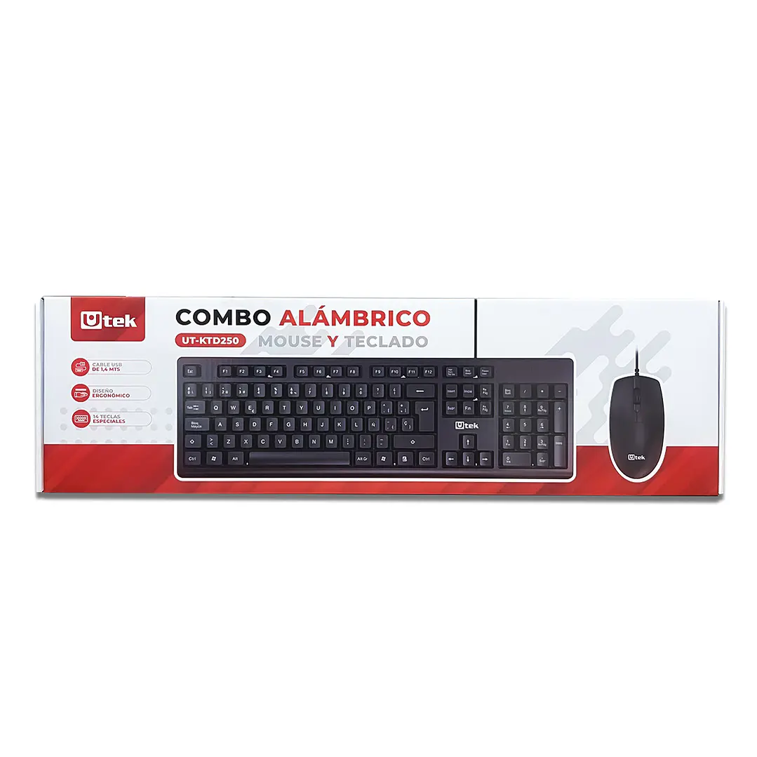 Kit Teclado y Mouse Alámbrico Utek 3