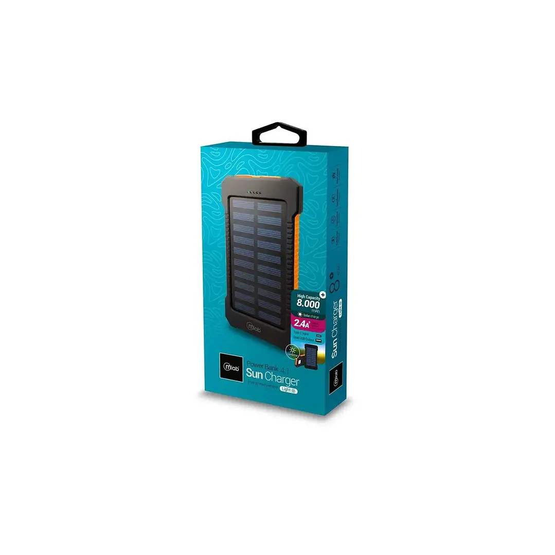 PowerBank Solar 8.000mAh con Linterna Mlab 4