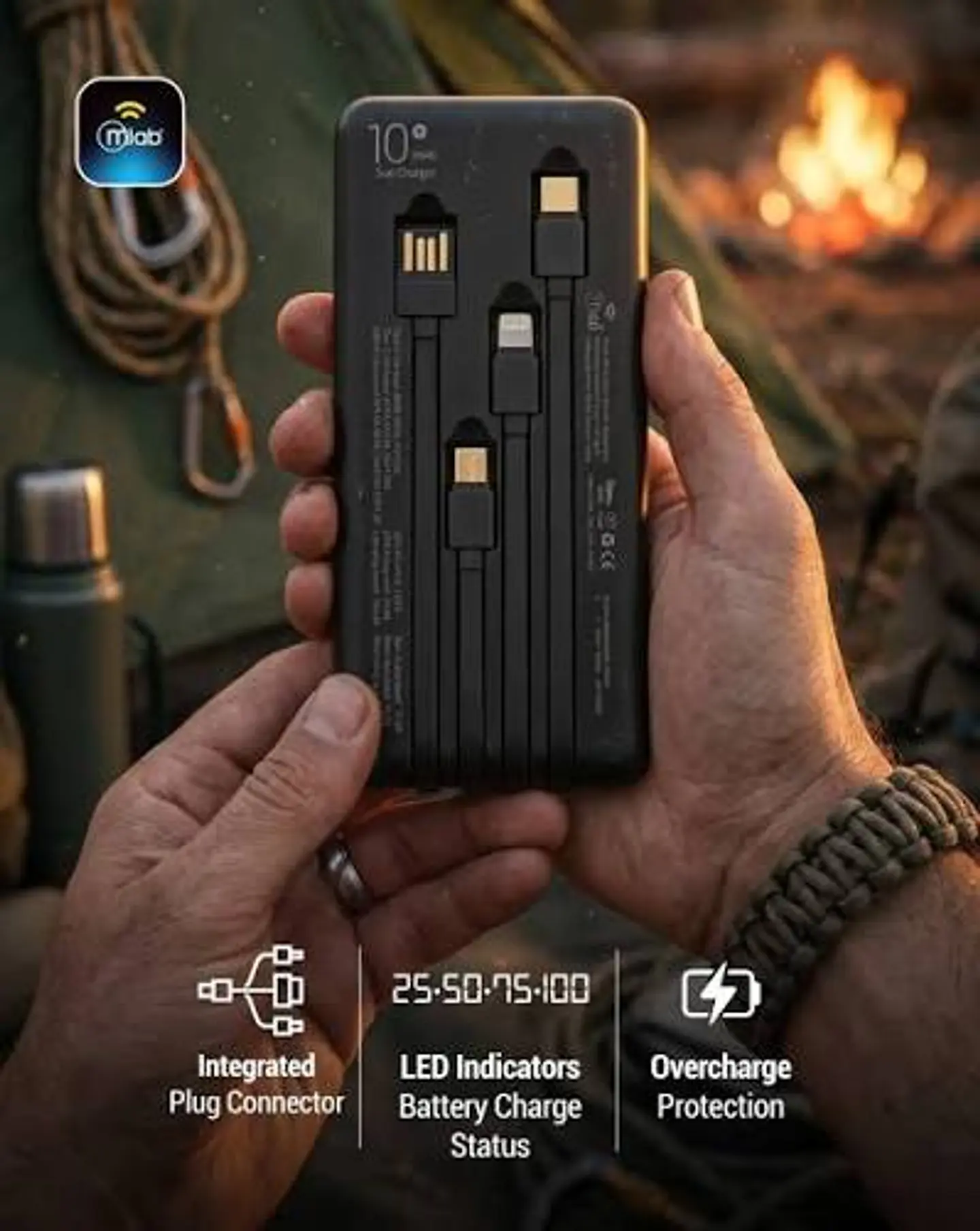 PowerBank Solar 10.000mAh Carga Rápida PD22.5W Mlab 5