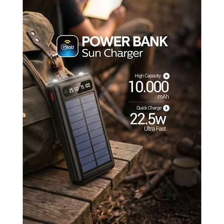 PowerBank Solar 10.000mAh Carga Rápida PD22.5W Mlab 4