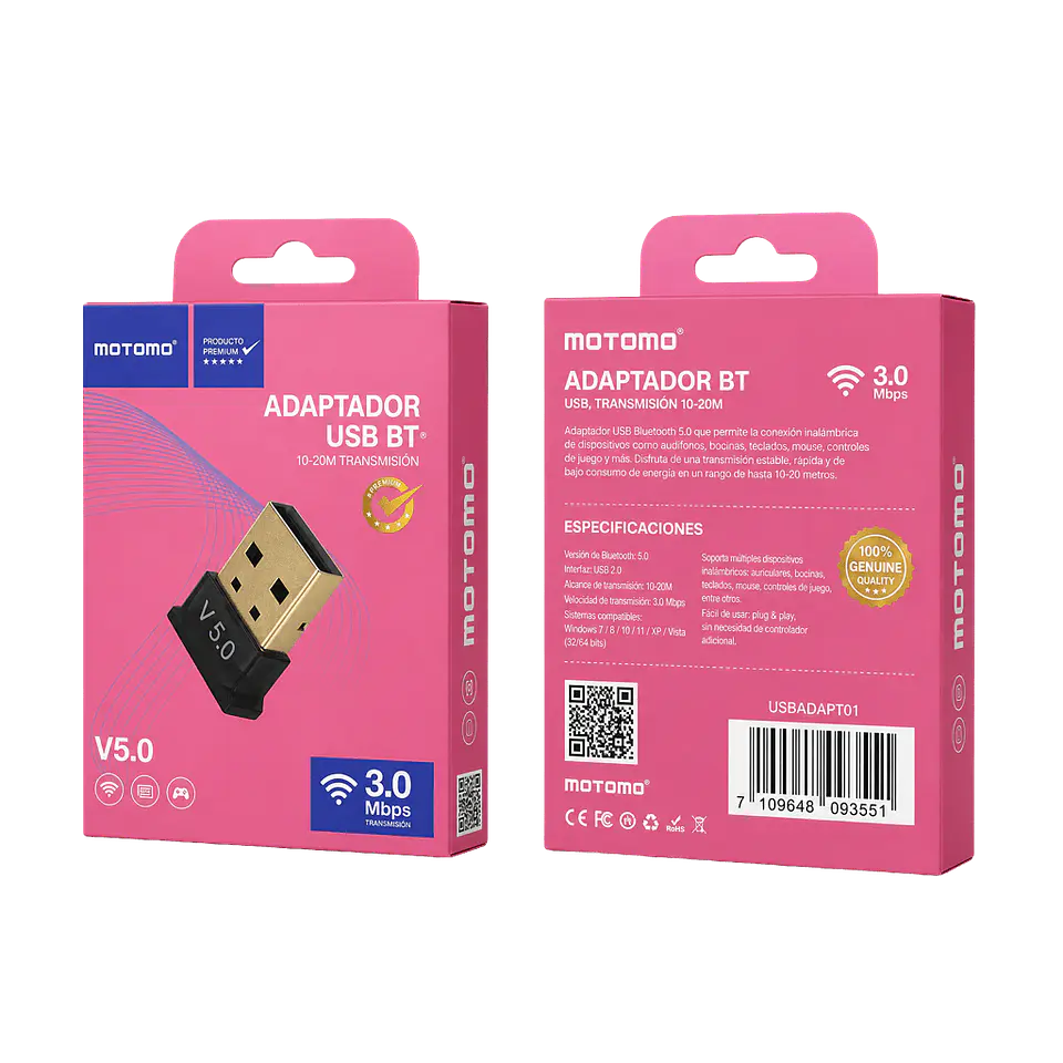 Adaptador BT 5.0 por USB Motomo 3