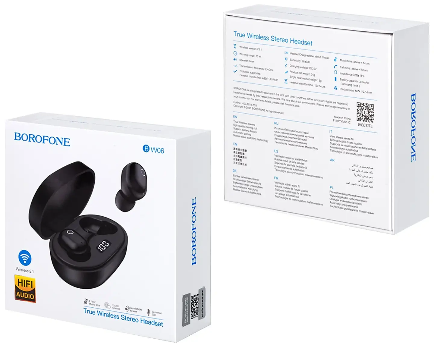 Audífonos Inalámbricos TWS Borofone BW06 BT 5.1 Negros  4