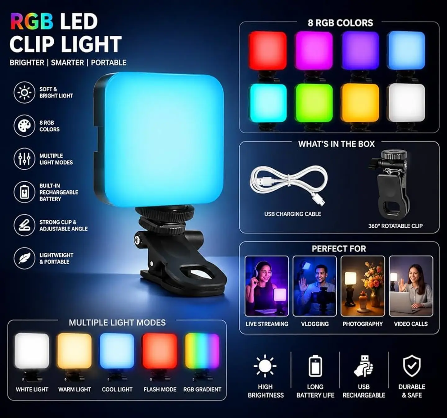 Luz Led RGB para Fotografía Recargable A16  3