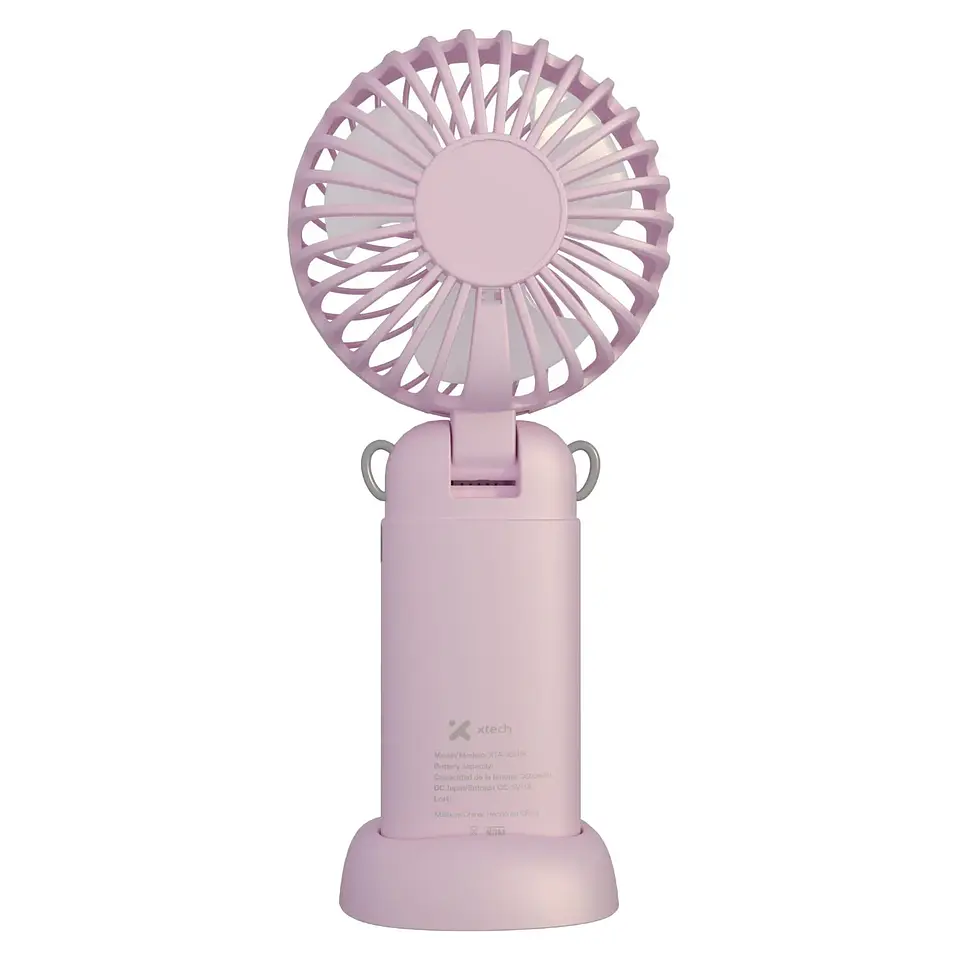 Ventilador de Mano Portátil Recargable con Base Incluida Rosado  4