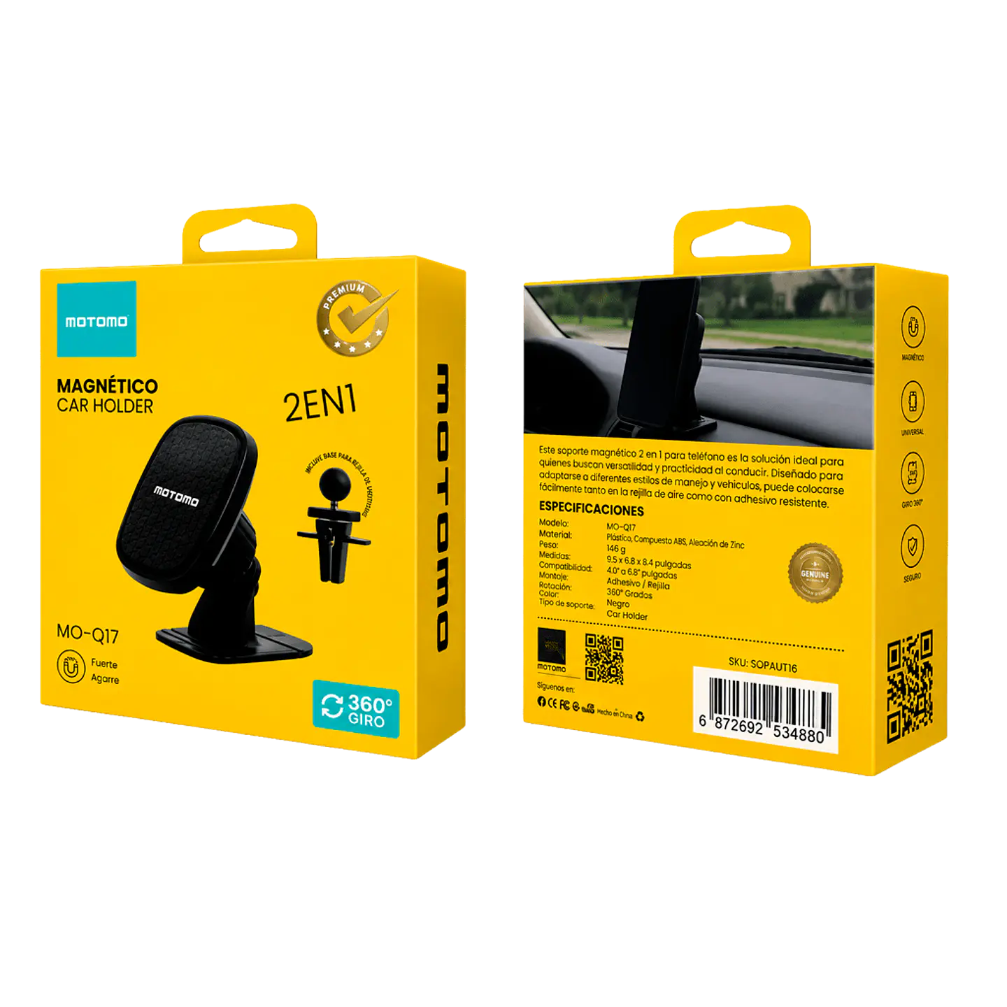 Soporte de Celular Magnético para Auto 2 en 1 MO-Q17  6