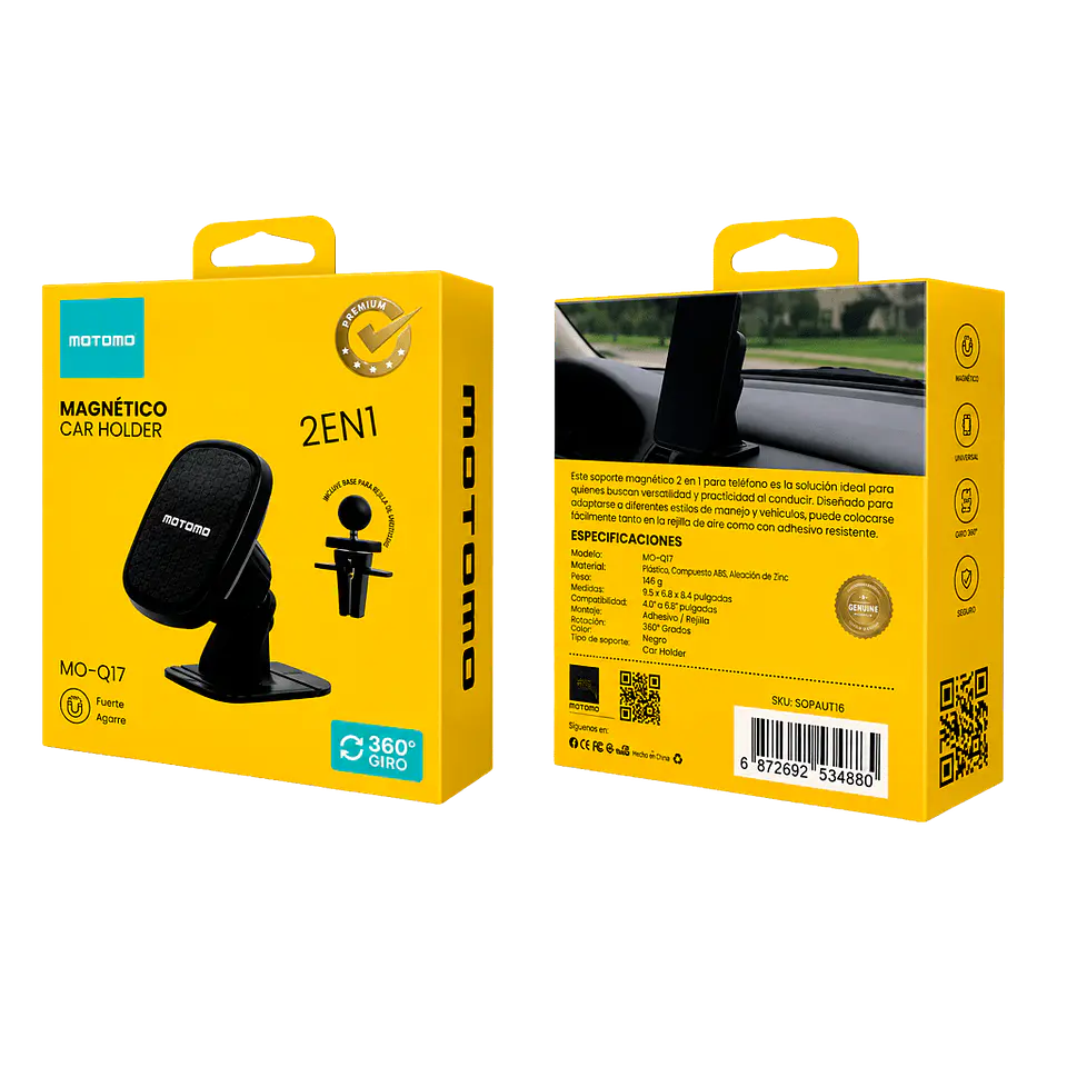Soporte de Celular Magnético para Auto 2 en 1 MO-Q17  6