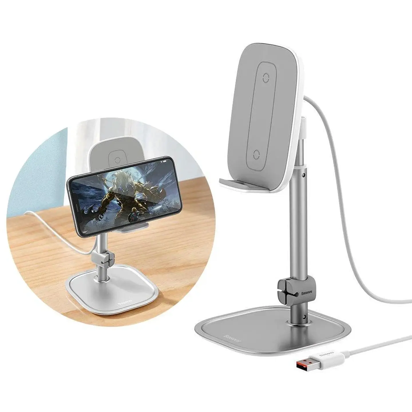 Soporte de Celular de Sobremesa con Carga Inalámbrica 15W Baseus  2