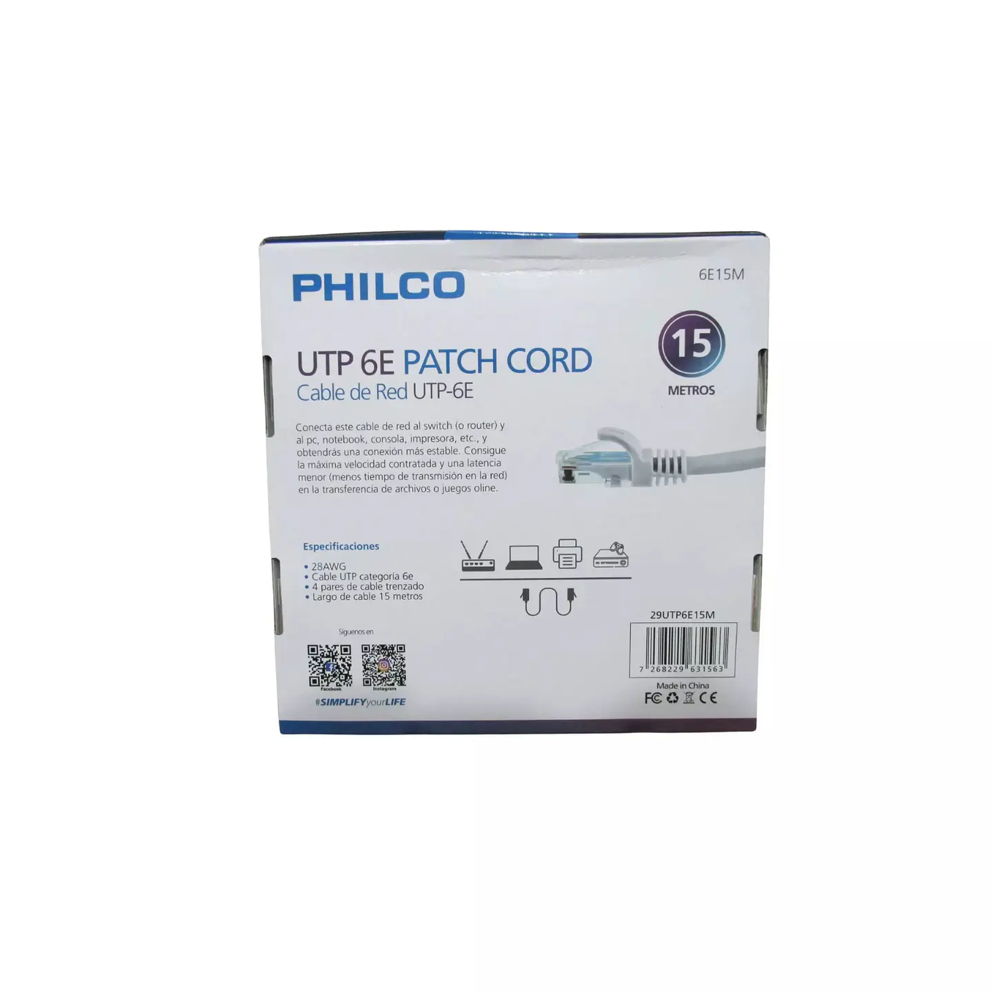 Cable de Red 15 Mtrs CAT6  4