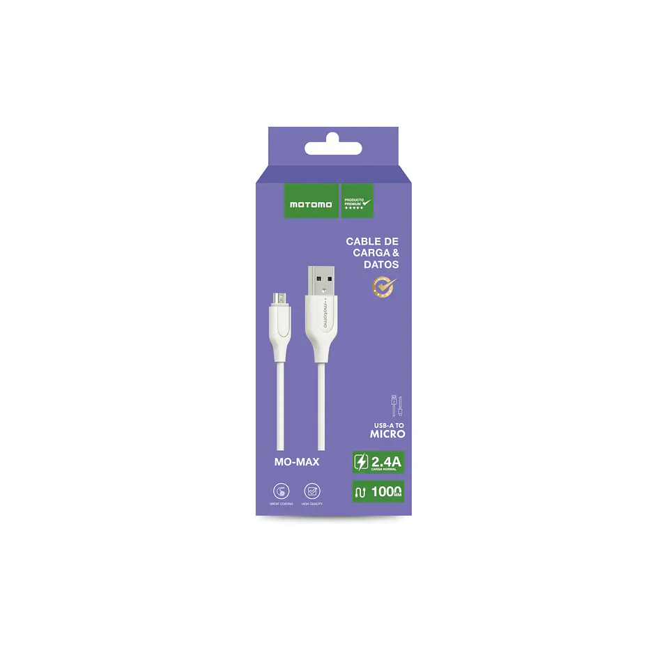 Cable de Carga Micro USB 2.4A 1Metro Motomo  2