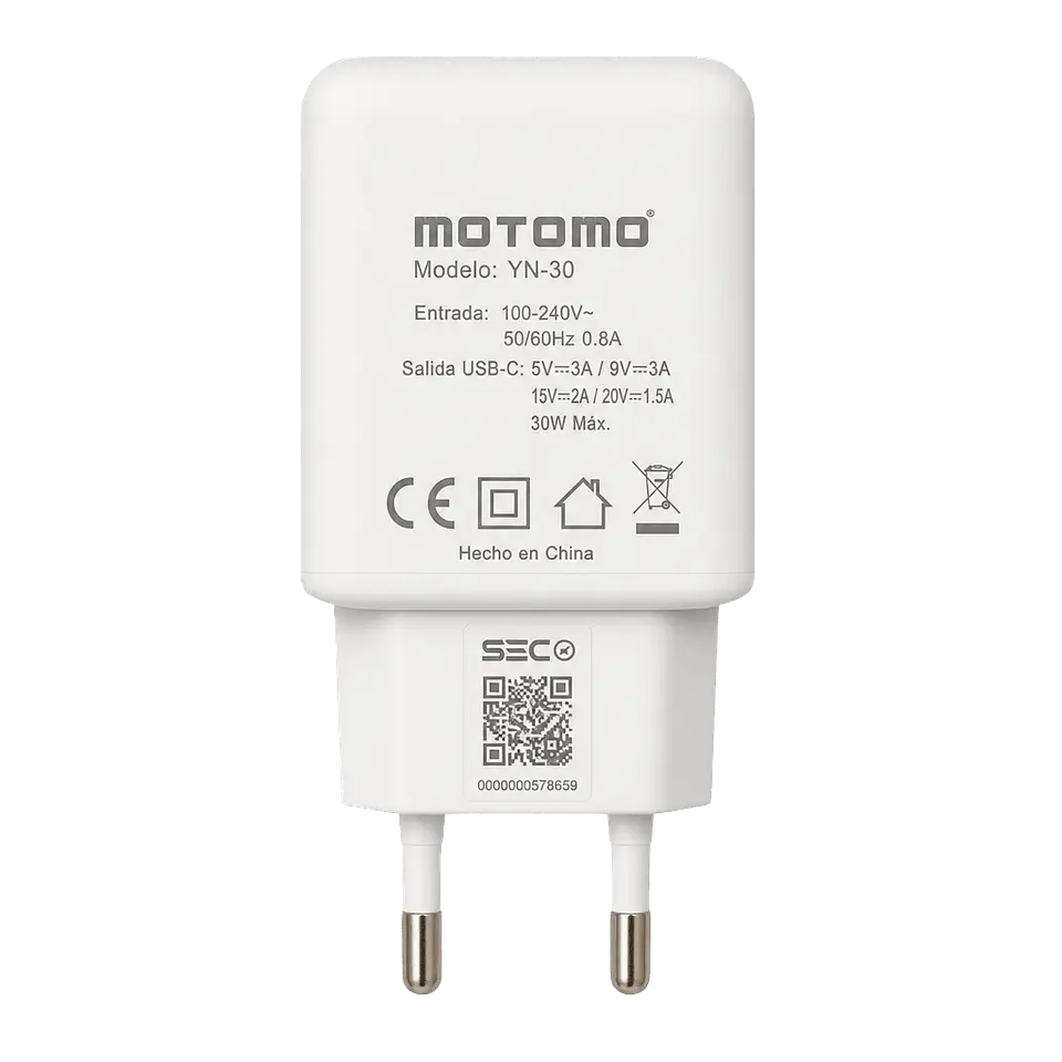 Adaptador de Carga Tipo C Carga Rápida 30W Certificado GaN 3