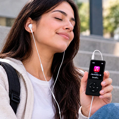 Reproductor MP3 Recargable con Radio FM y Grabadora de Voz
