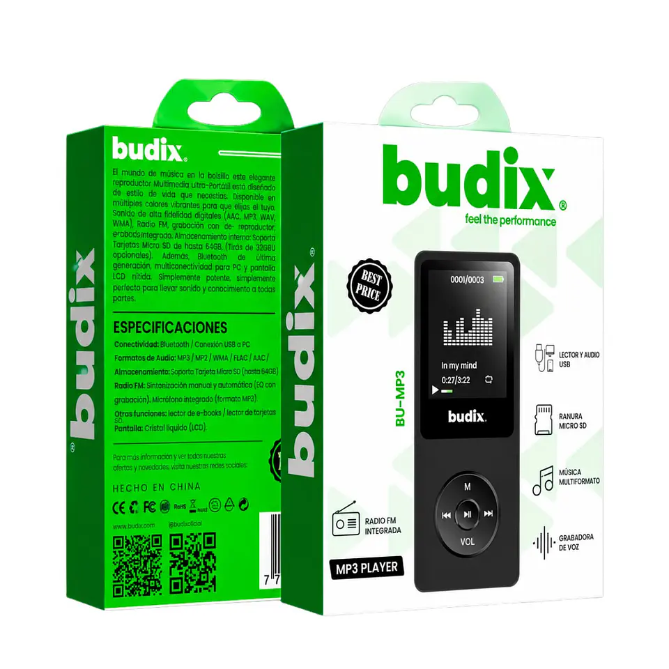 Reproductor MP3 Recargable con Radio FM y Grabadora de Voz 7