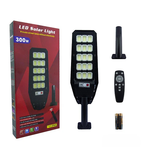 Foco Solar Led 300W de Exterior IP65 con Brazo Sensor y Control Remoto