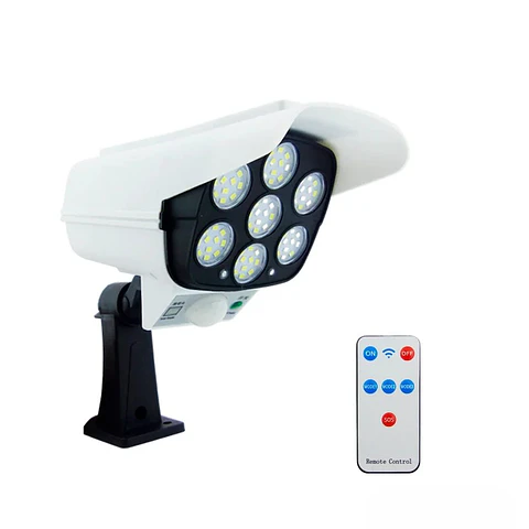 Foco Solar Led Tipo Cámara con Sensor y Control para Exterior IP65