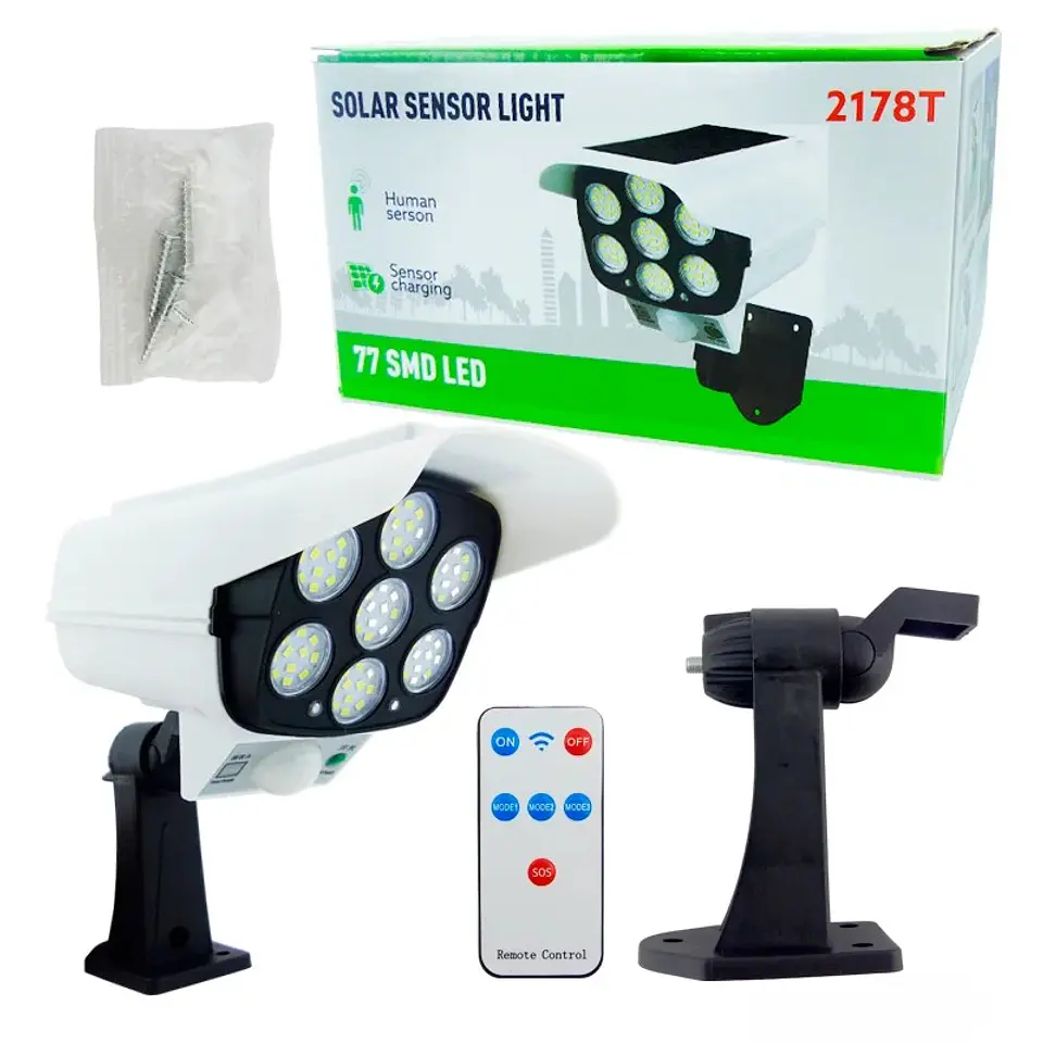 Foco Solar Led Tipo Cámara con Sensor y Control para Exterior IP65 2