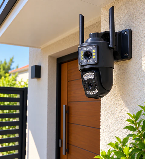 Cámara IP Wifi Doble Lente de Exterior Full HD App V380