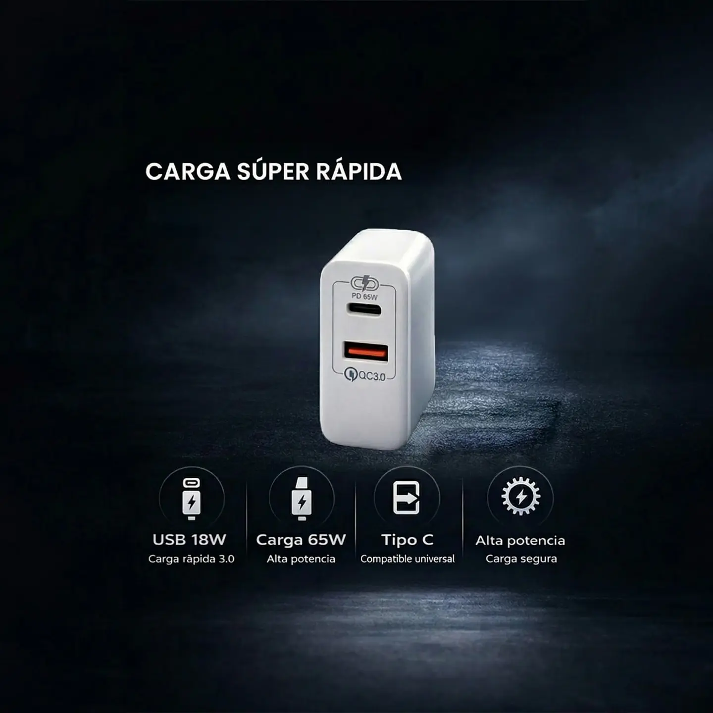 Cargador Tipo C Carga Super Rápida PD 65W Certificado  6