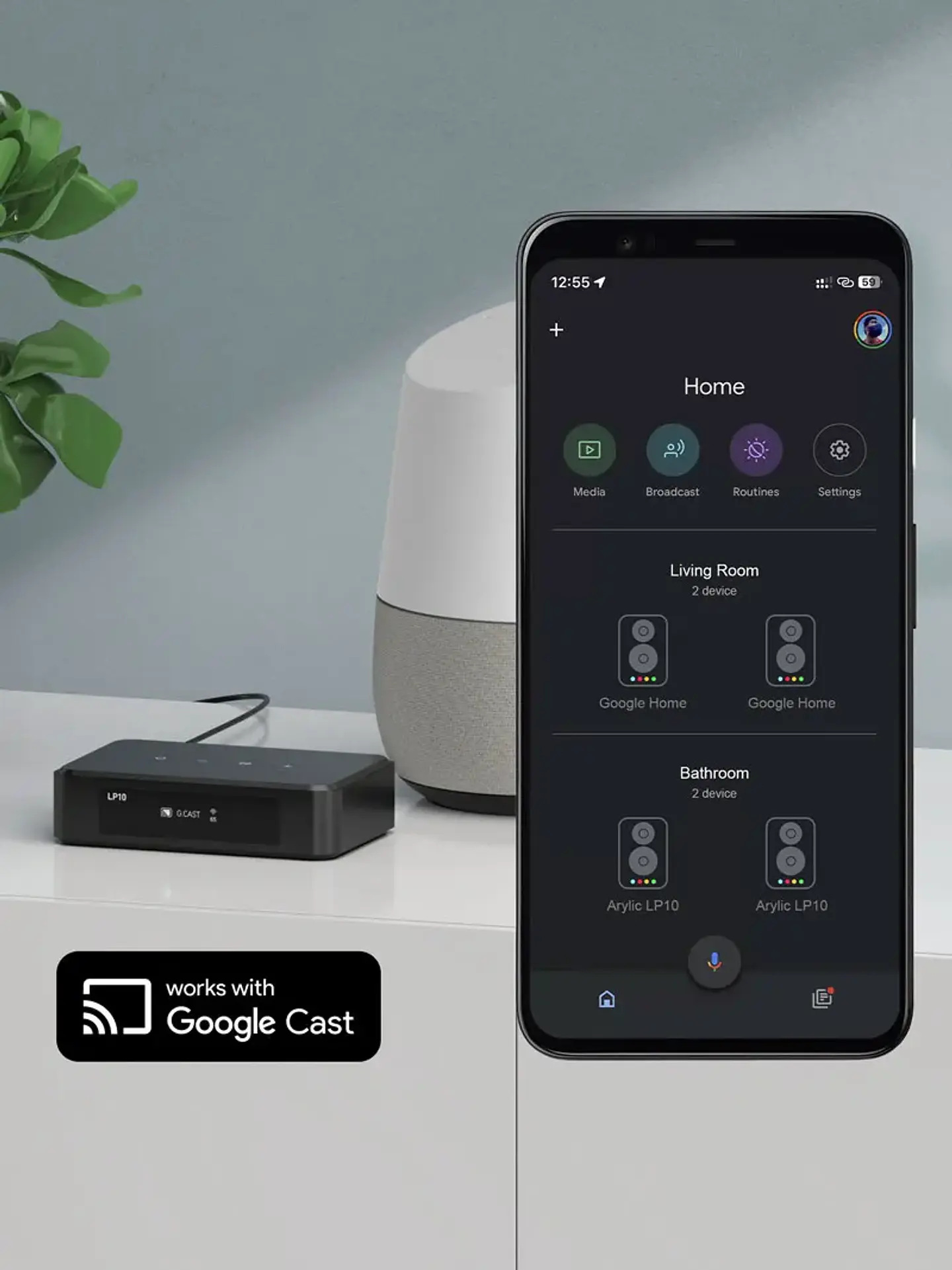 Reproductor de audio inalámbrico Arylic LP10 AirPlay 2 | Spotify Connect /Google Cast,/TIDAL | Preamplificador Bluetooth WiFi con USB y entrada óptica 2