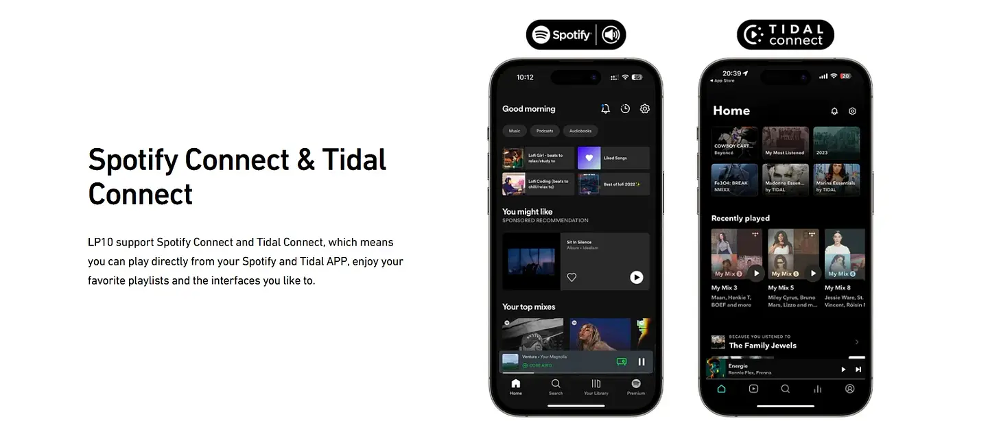 Reproductor de audio inalámbrico Arylic LP10 AirPlay 2 | Spotify Connect /Google Cast,/TIDAL | Preamplificador Bluetooth WiFi con USB y entrada óptica 13
