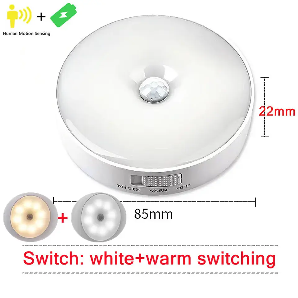 Luz LED nocturna recargable por USB con sensor de movimiento; ideal para iluminación de dormitorios, escaleras, pasillos, armarios , etc 5