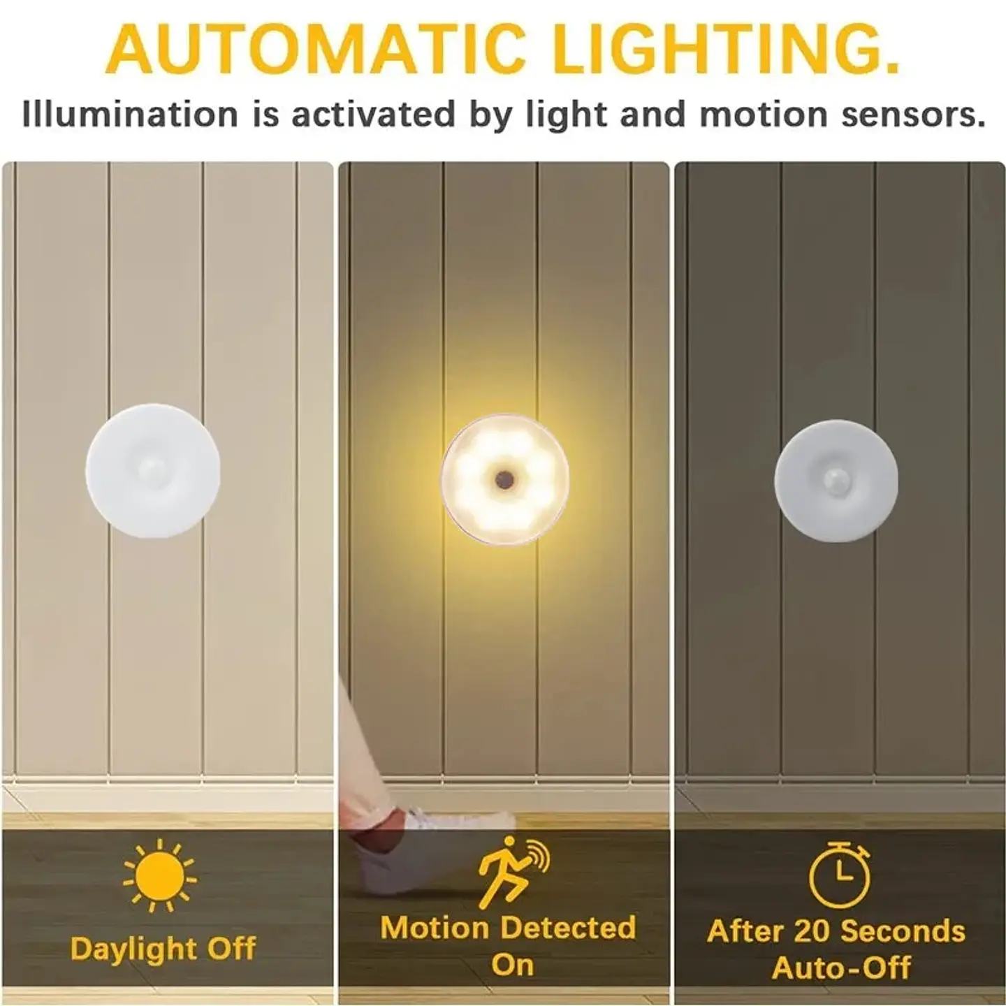 Luz LED nocturna recargable por USB con sensor de movimiento; ideal para iluminación de dormitorios, escaleras, pasillos, armarios , etc 12